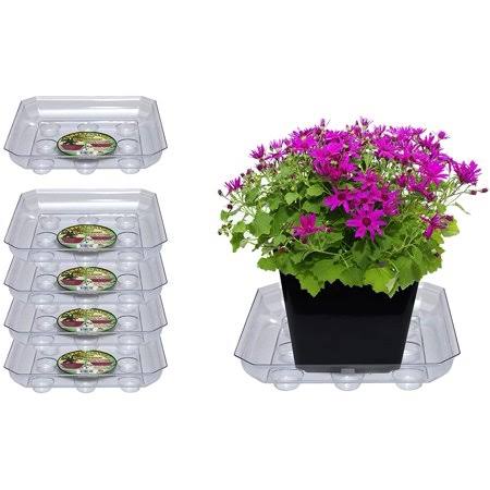 Clear Square Plant Tray Drip Pans 5-Pack W2807
