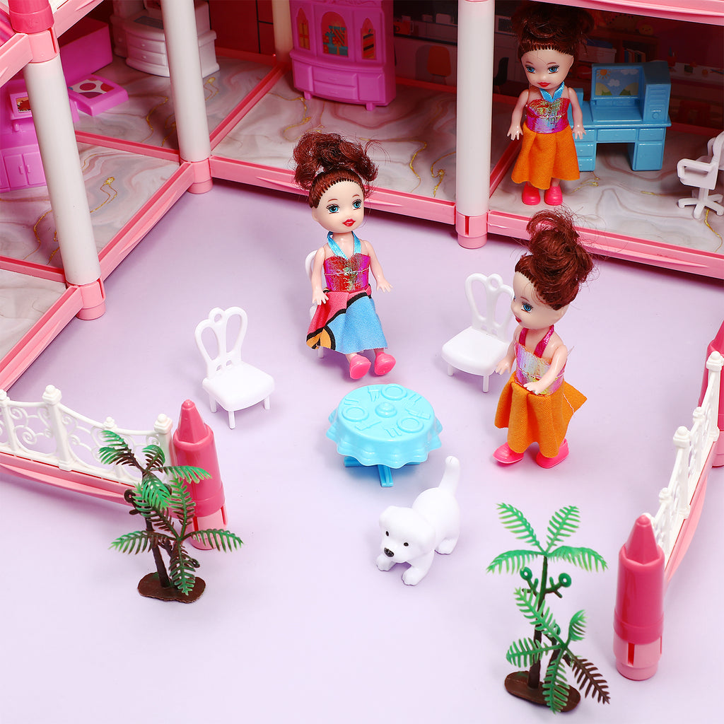 Pink 9 Rooms Doll Playhouse With Accessories A216614