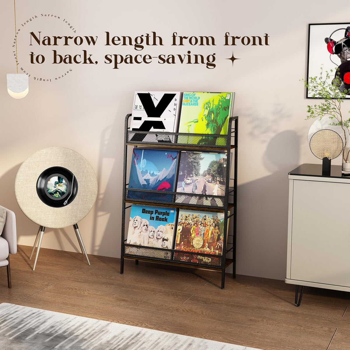 3 Tiers Solid Metal LP Record Storage Rack A894487