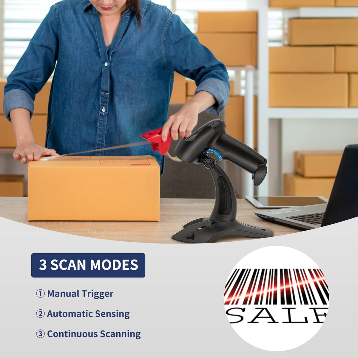 Wireless Barcode Scanner with Stand C965
