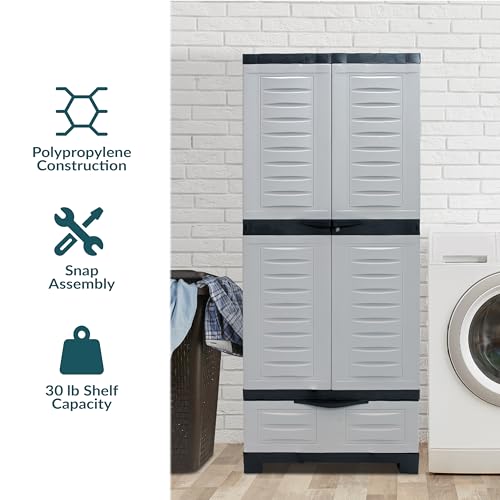 Lockable Storage Cabinet with 3 Adjustable Shelves - 57.5" H - Shadow W4540