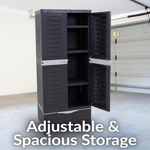 Lockable Storage Cabinet with 3 Adjustable Shelves - 57.5" H - Shadow W4540
