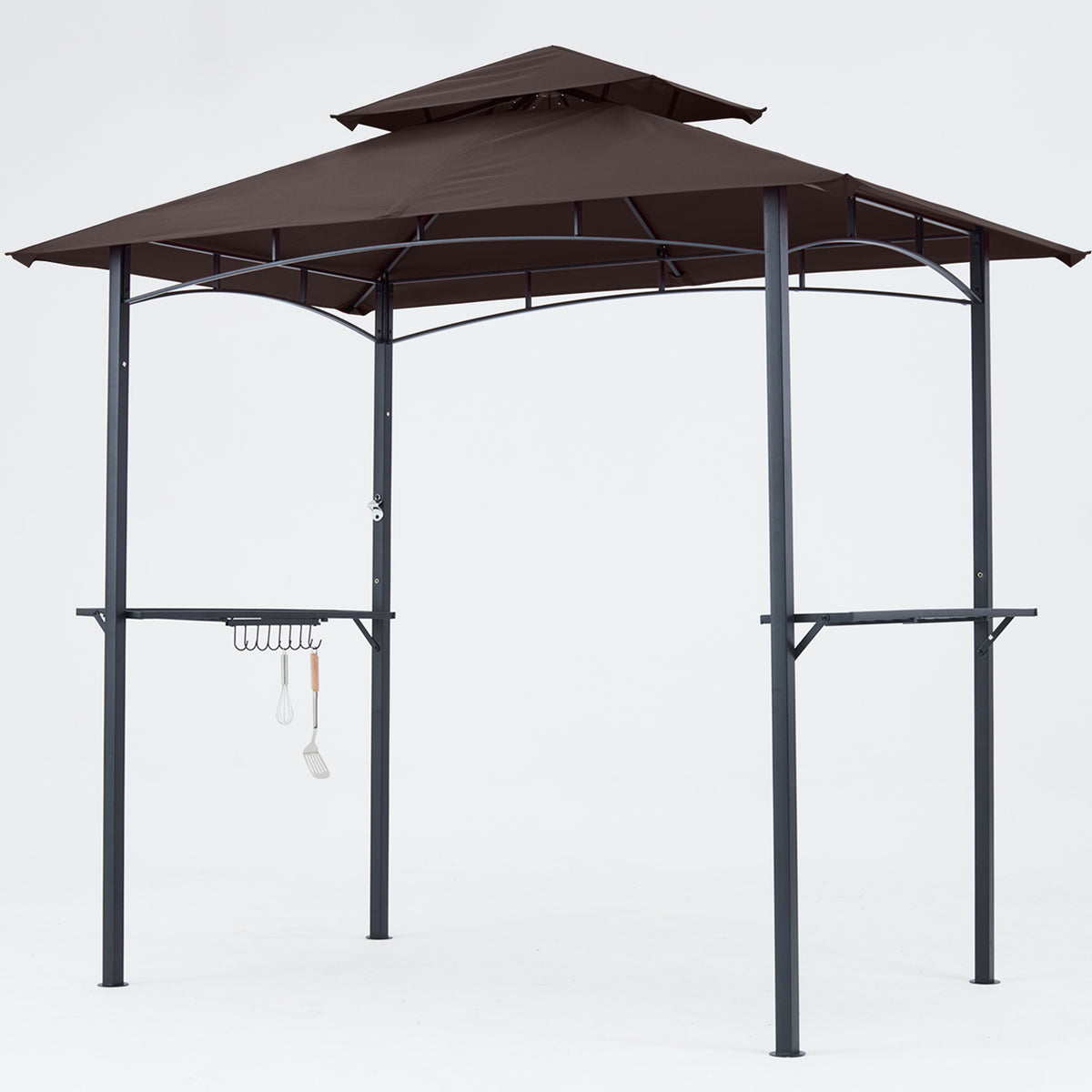 Brown Outdoor BBQ Grill Gazebo with LED Light K1529