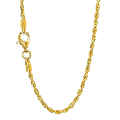 22 Inches Solid Yellow Gold Diamond-cut Rope Chain X461