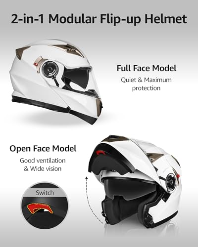 DOT Approved Full Face Motorcycle Helmet with Flip Up Dual Visor L65088