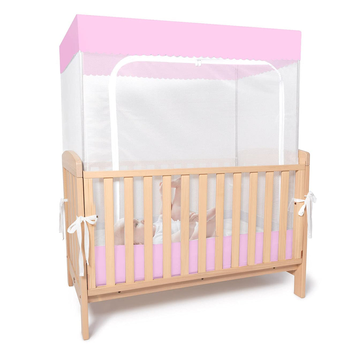 Pink See Through Mesh Crib Tent Z3776