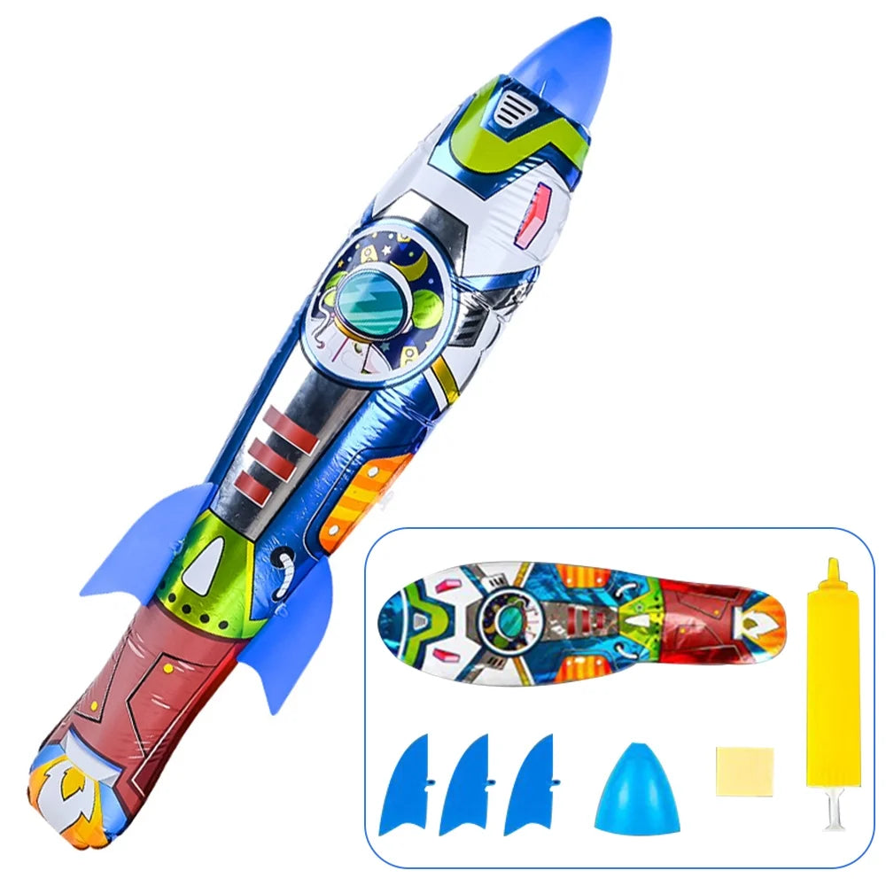Children Ejection Rocket Outdoor Sport Shooting Game Inflatable Hand Throwing Rocket Launcher Boys Toys K469161