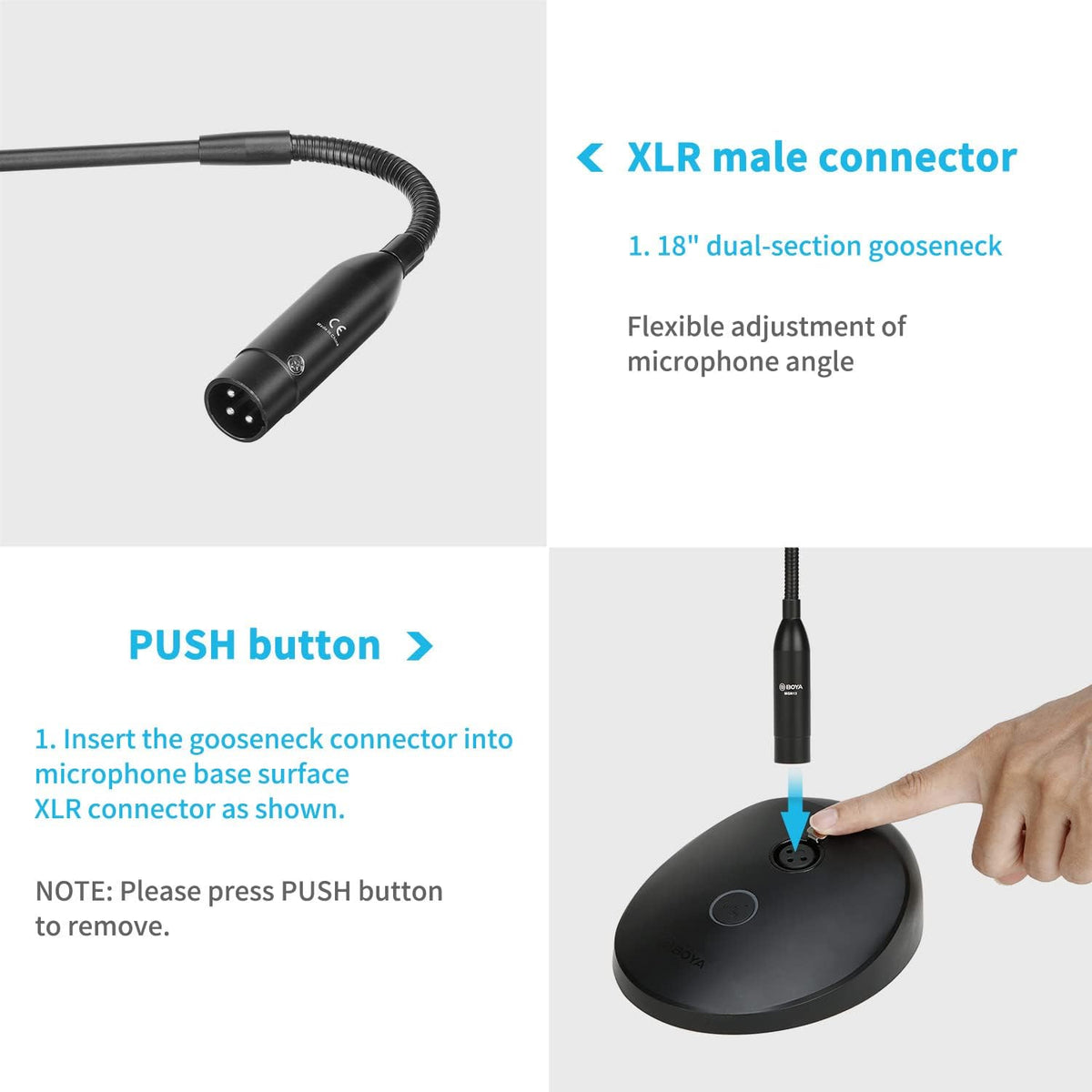 Desktop Gooseneck Condenser Microphone with Base LED Indicator XLR Mic, Pack of 2 E152