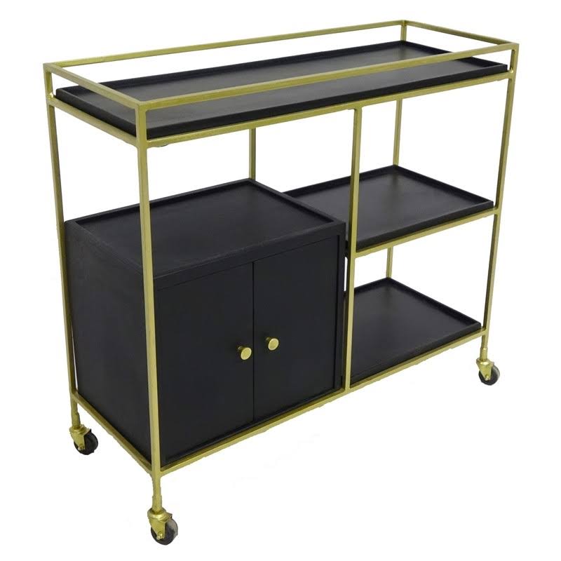 Black 3 Shelf 2 Door Cabinet Bar Cart G6300