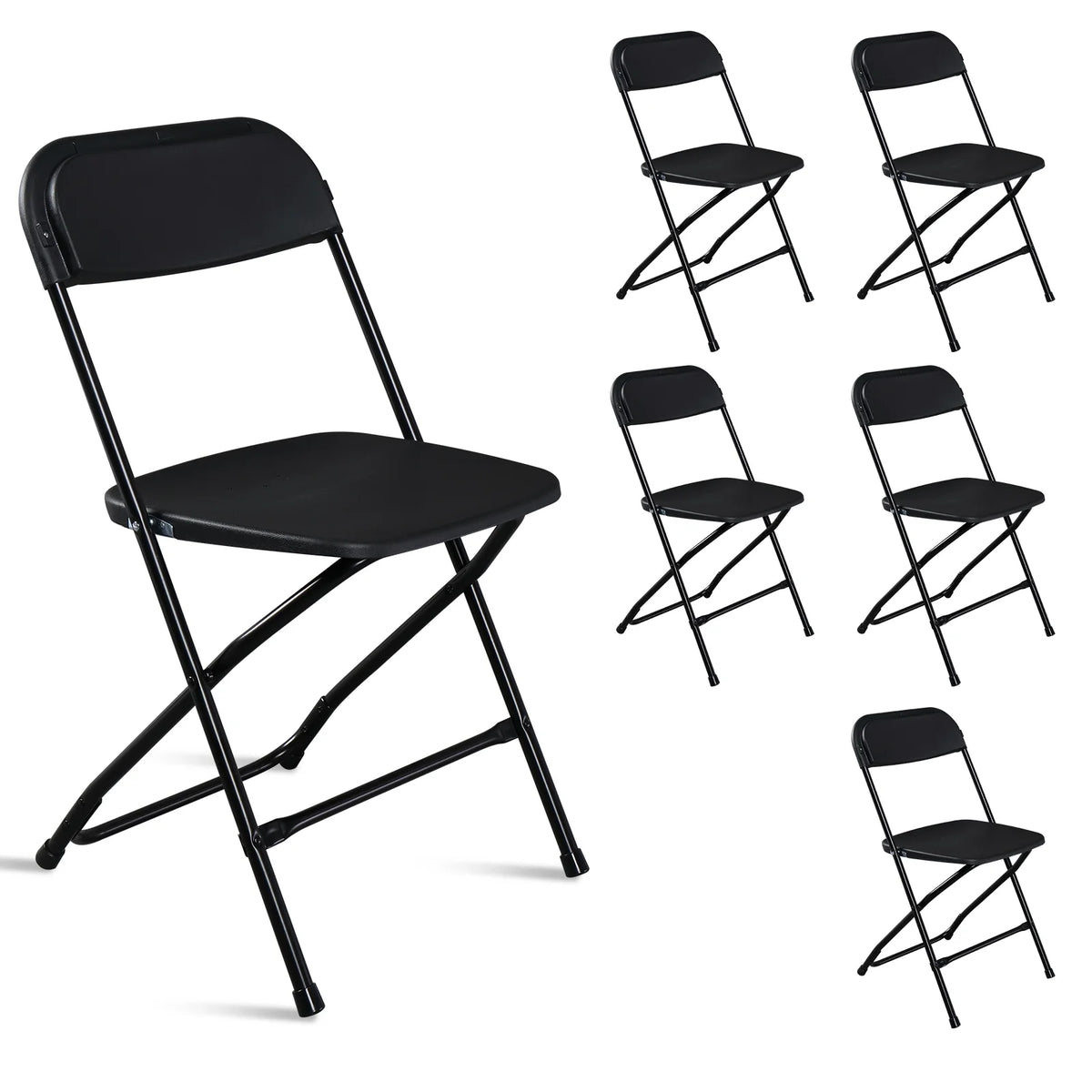 Black Plastic Folding Chairs 6 Pack C844397