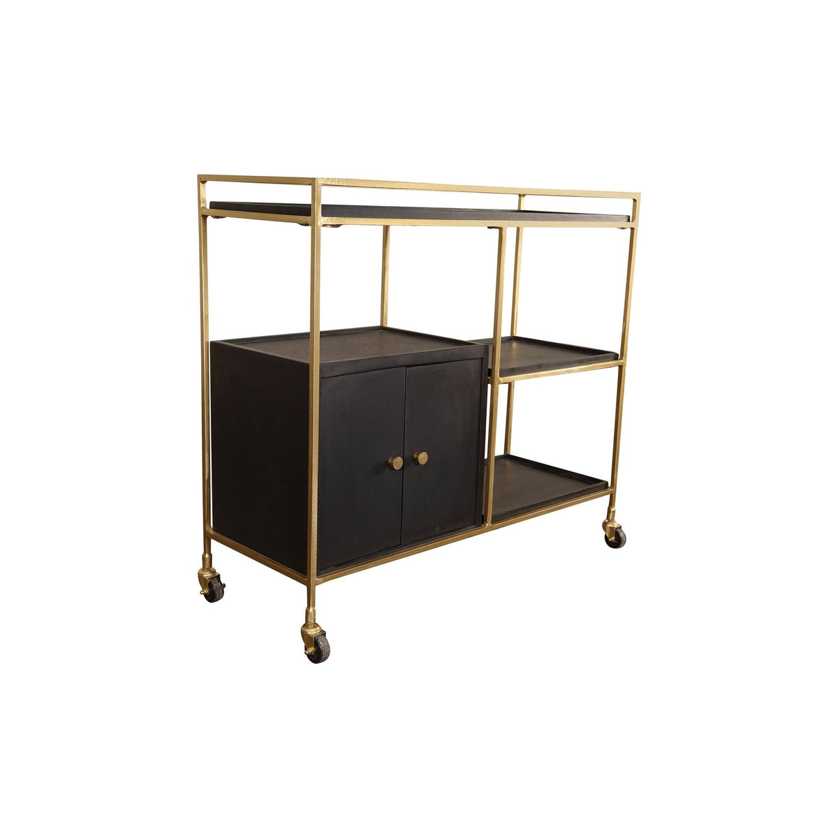 Black 3 Shelf 2 Door Cabinet Bar Cart G6300
