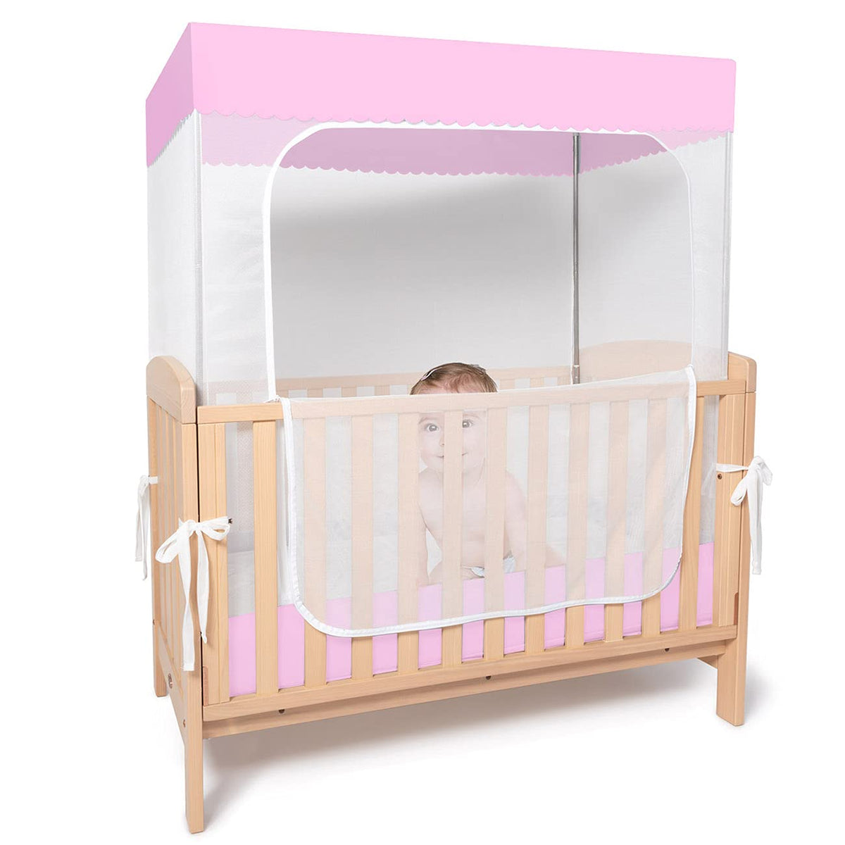 Pink See Through Mesh Crib Tent Z3776