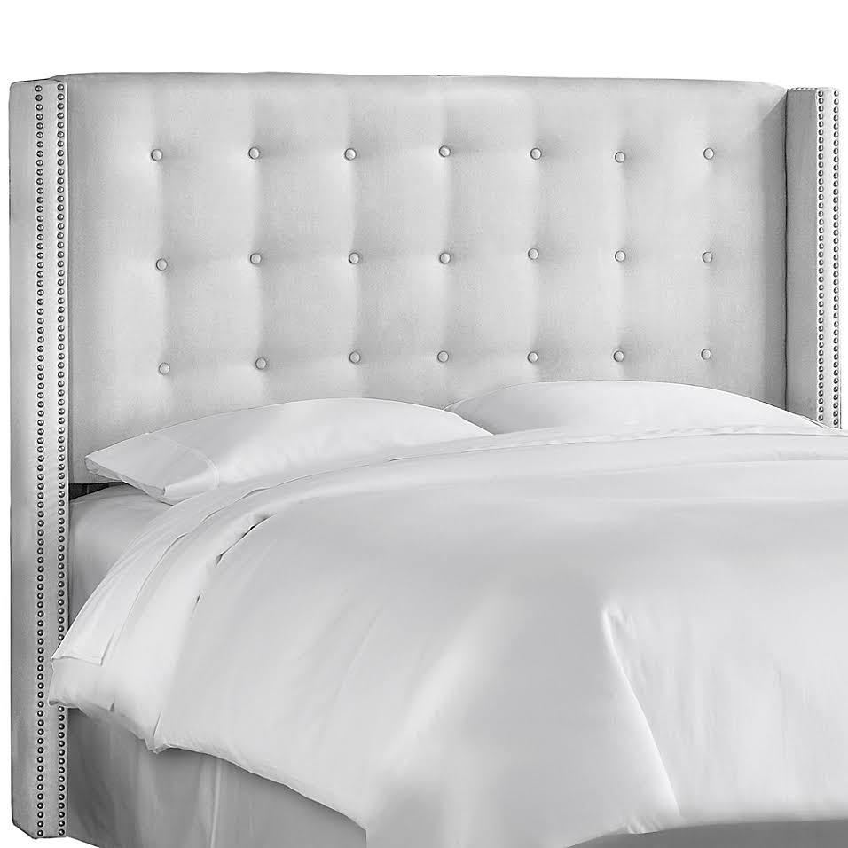Premier White Nail Button Tufted Wingback Headboard S124436