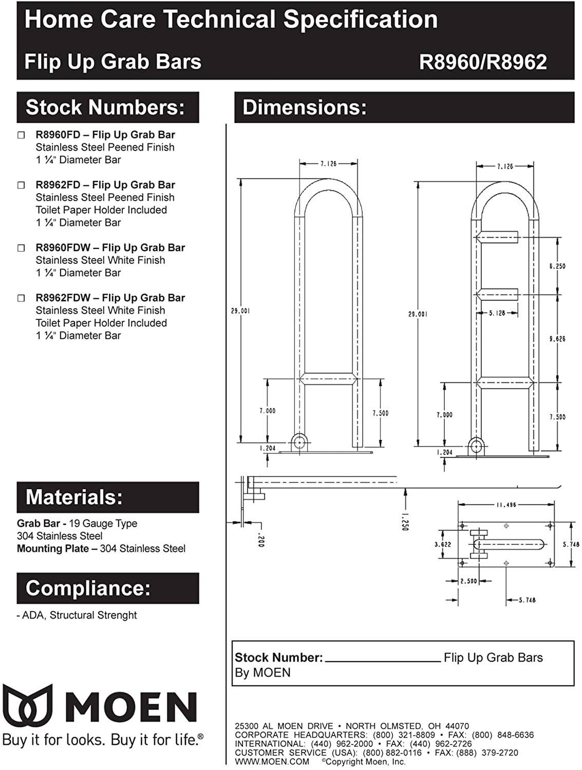 Flip Up Grab Bar 30 N84690