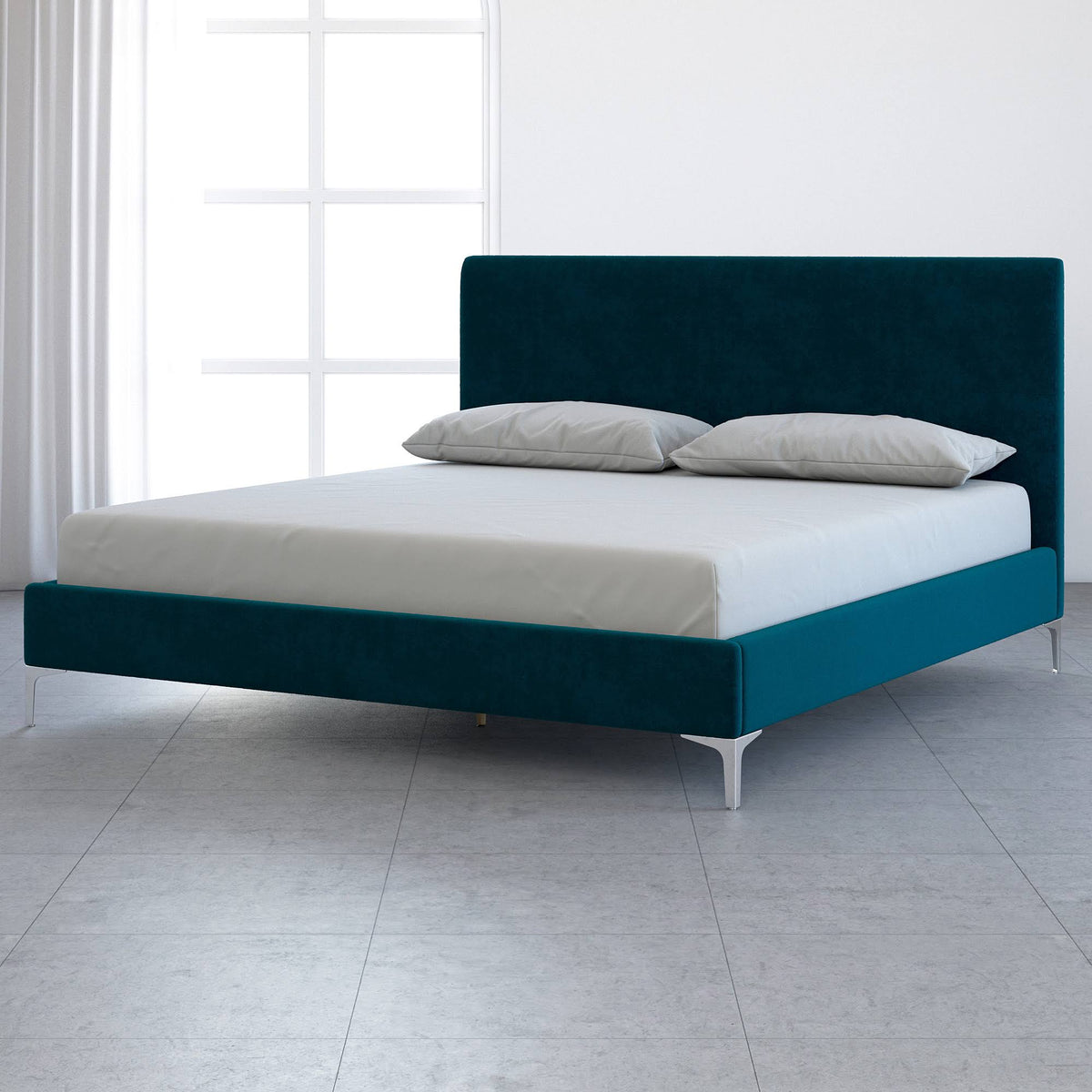King Size Bed, Deep Teal Velvet U45269