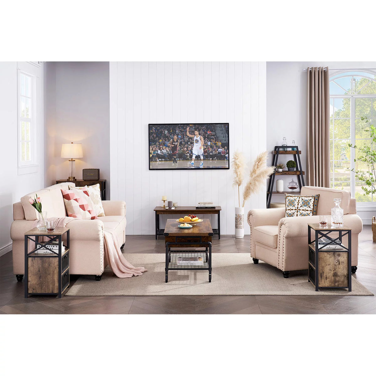 Set of 2 Flip Drawer End Table Grey C9170