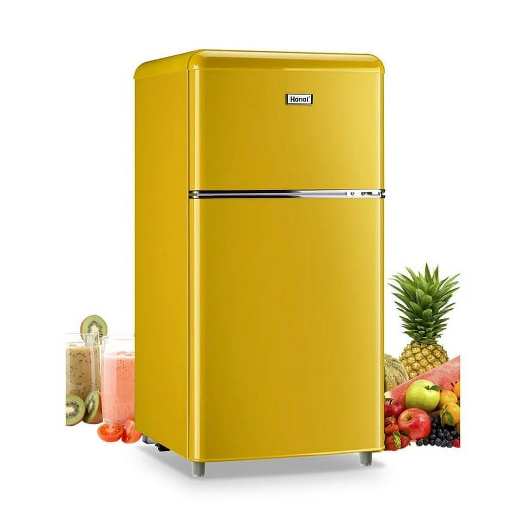 3.2 Cubic Feet Retro Dual Door Mini Fridge with Freezer I941606