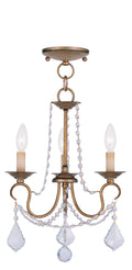 Antique Gold Leaf 3 Light Convertible Chain Hang/Ceiling Mount V467
