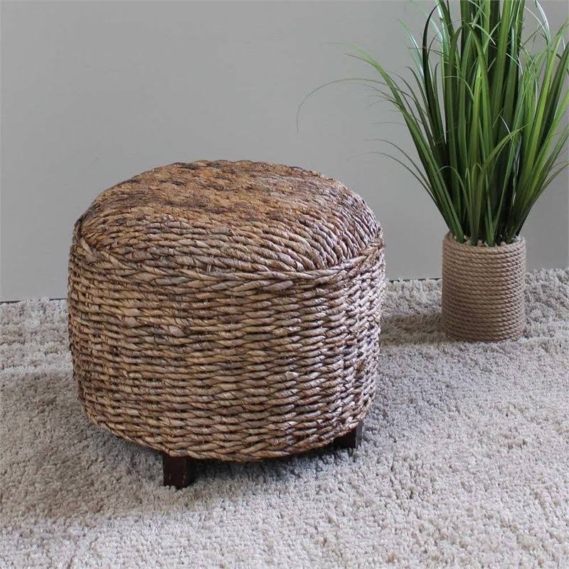Natural Round Abaca Ottoman W42280