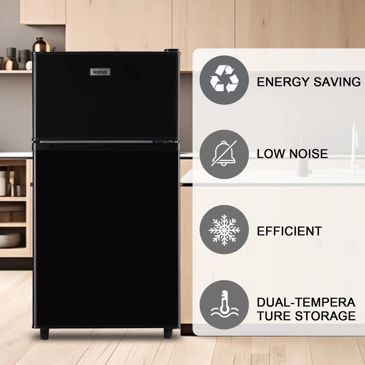 3.2 Cubic Feet Retro Dual Door Mini Fridge with Freezer I941606