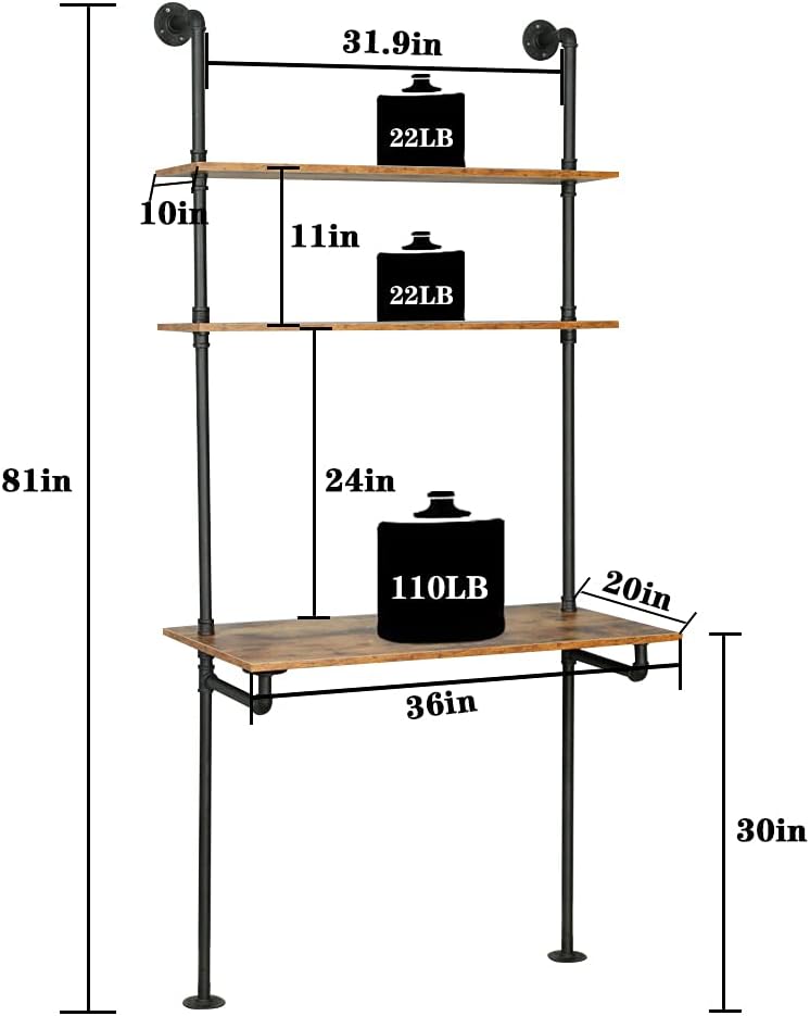 Wall Mount Desk with Shelves G93814