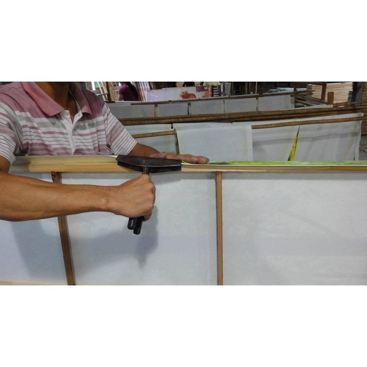 Black 4 Panel Canvas Room Divider H14002