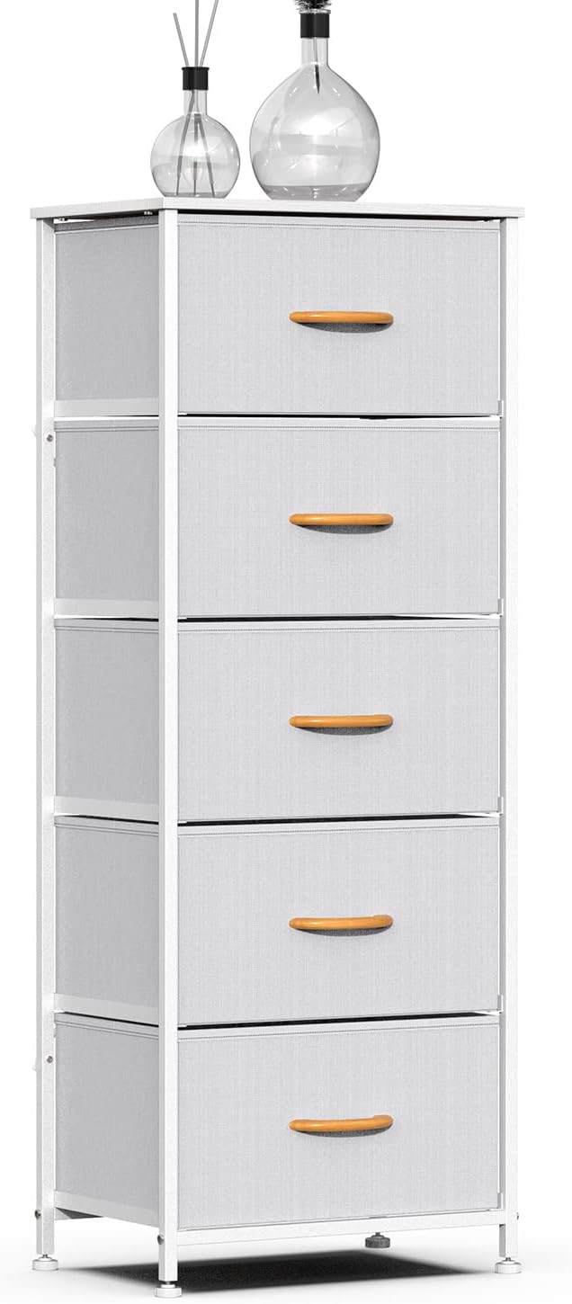 Dark Gray 5 Drawer Fabric Dresser Tower F932