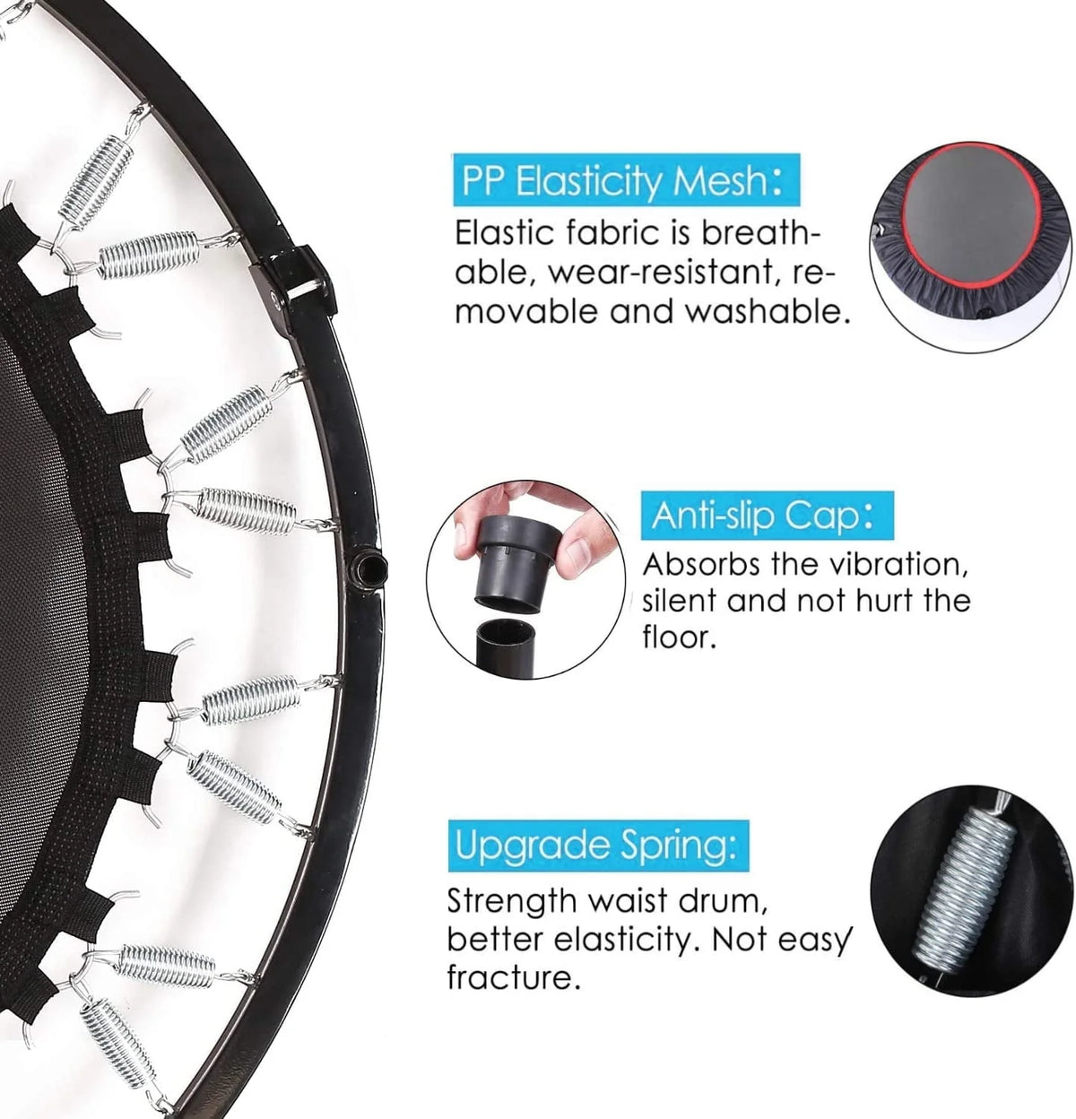 40 Foldable Mini Trampoline with Handrail B8942