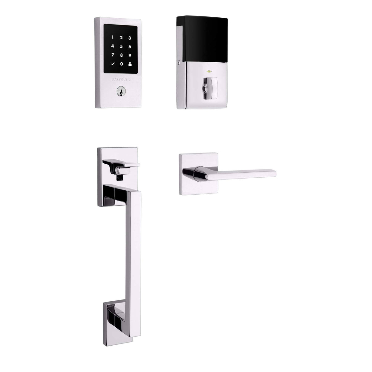 Polished Chrome Touchscreen Electronic Keyless Entry Handleset F17613