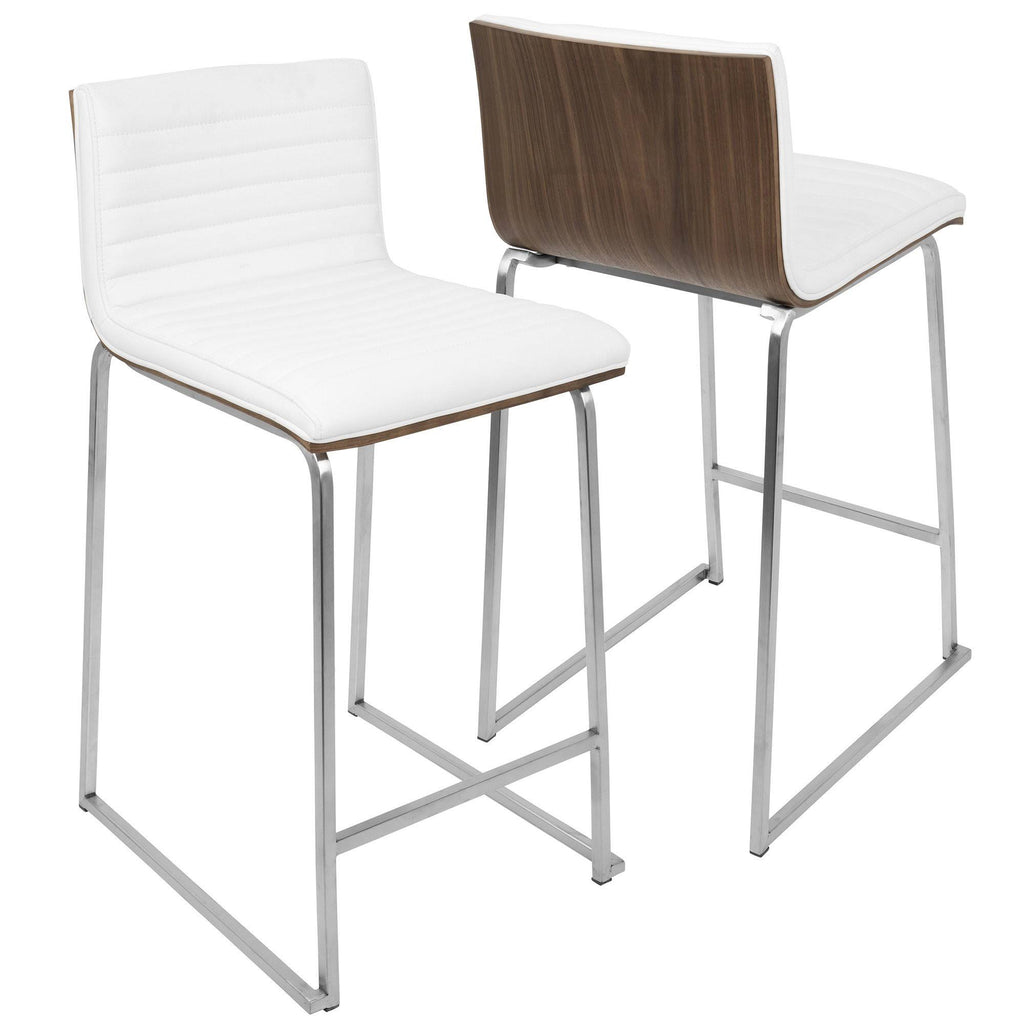 White PU Counter Stool Set of 2 G43065
