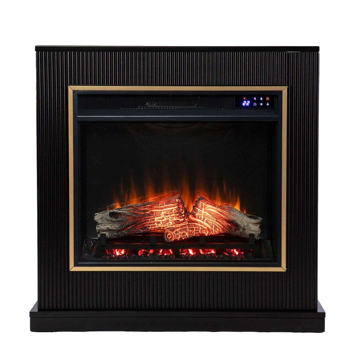 Contemporary Wood Electric Fireplace in Black F157