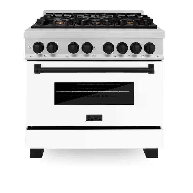 36 in. 6 Burner Dual Fuel Range in Stainless Steel, White Matte and Matte Black L88507