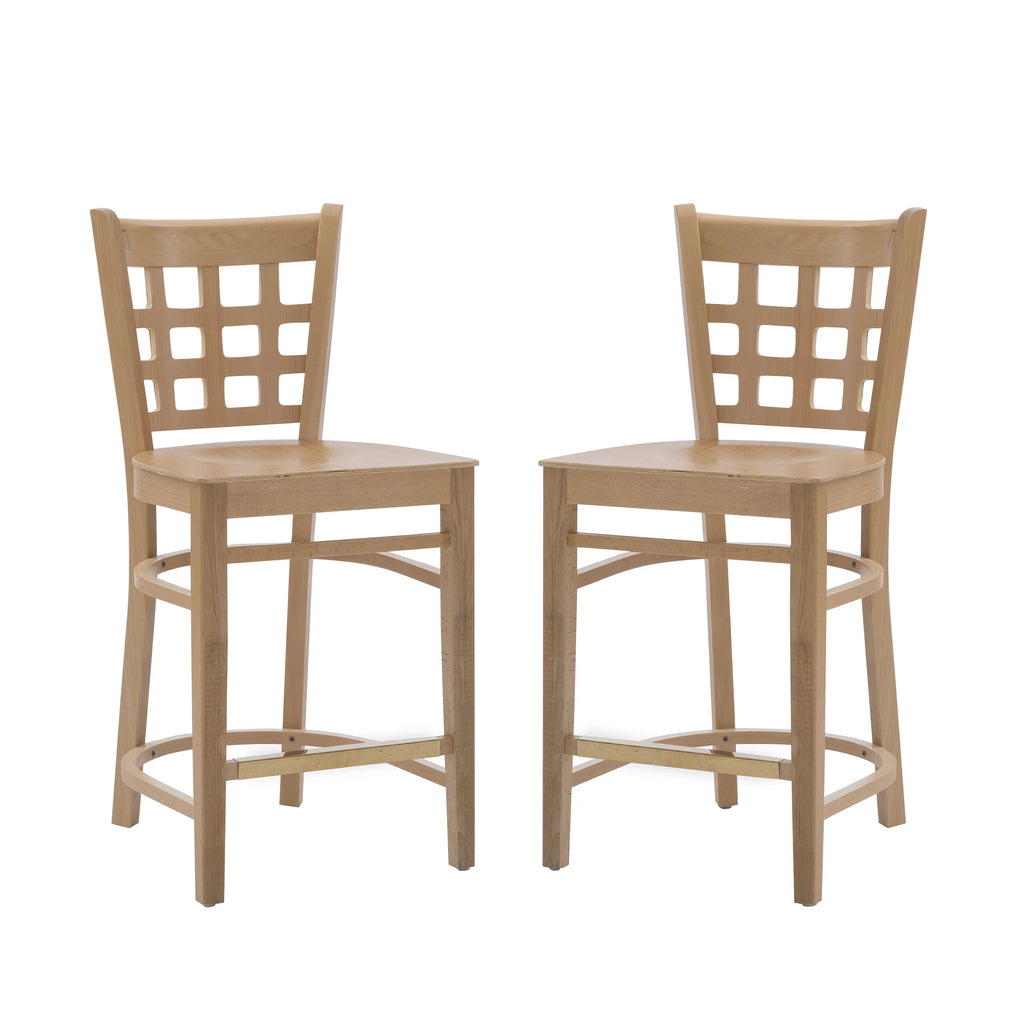 24" Indoor Wood Counter Stools, Set of 2, Natural L79143