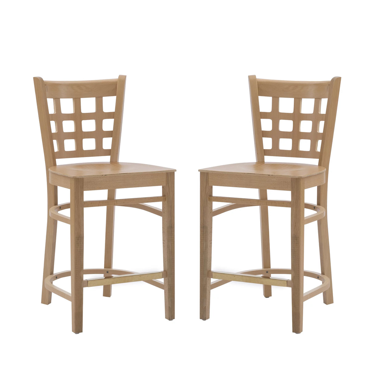 24" Indoor Wood Counter Stools, Set of 2, Natural L79143
