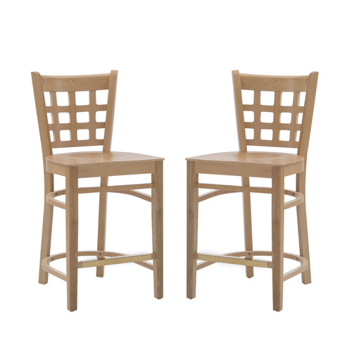 24" Indoor Wood Counter Stools, Set of 2, Natural L79143