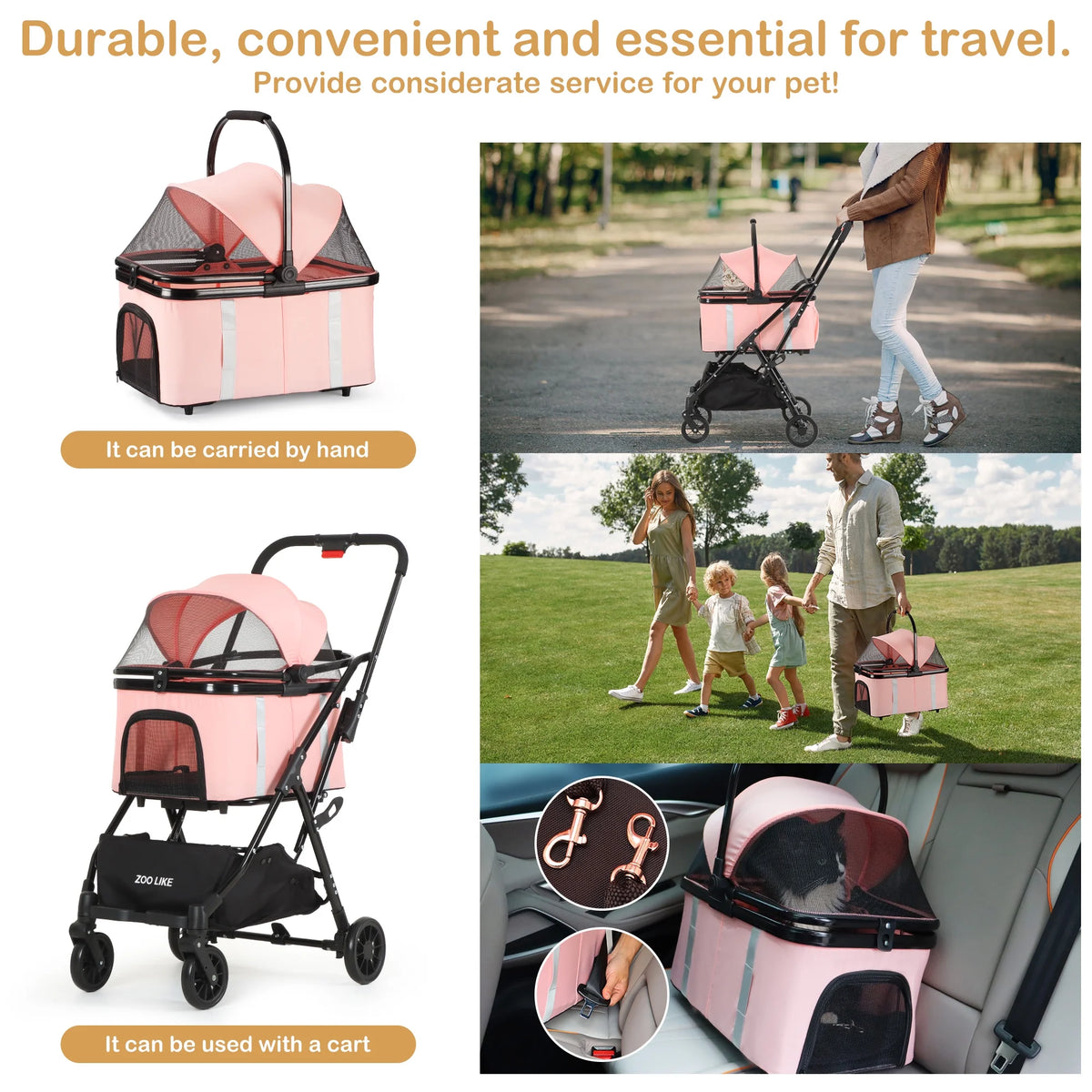 Foldable 4 Wheel Pet Stroller B505968