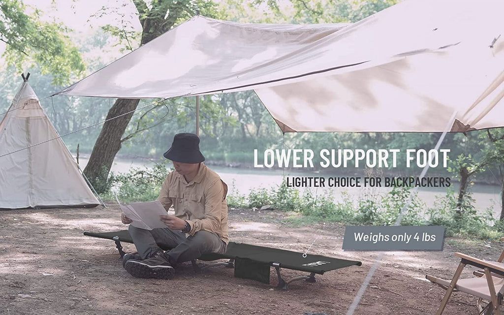 Foldable Camping Cot with Side Pocket and Storage Bag P507