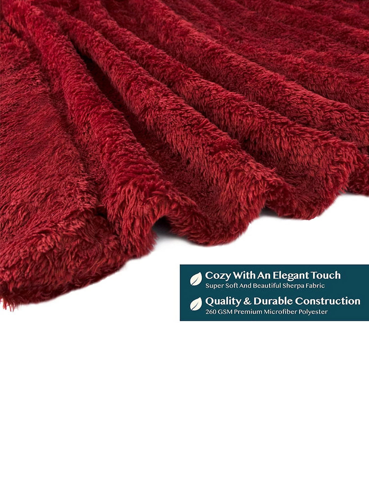 Wine Red Sherpa Fleece Zip Robe with Pockets J8201