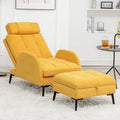 Yellow Velvet Accent Chair with Ottoman Z352