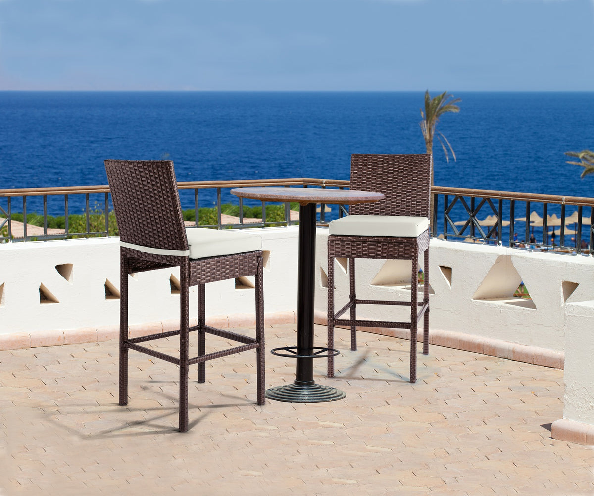 Brown Wicker Counter Height Bar Stools Set of 2 C188949