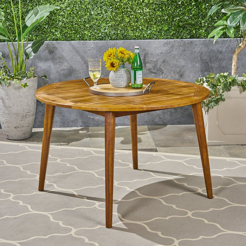 Gray Acacia Wood Round Dining Table J796
