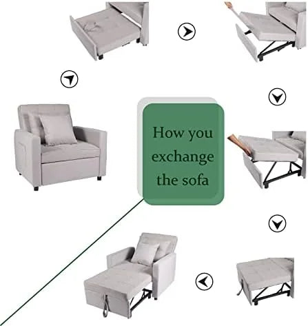 3-in-1 Convertible Sofa Bed Chair with Adjustable Backrest E28303