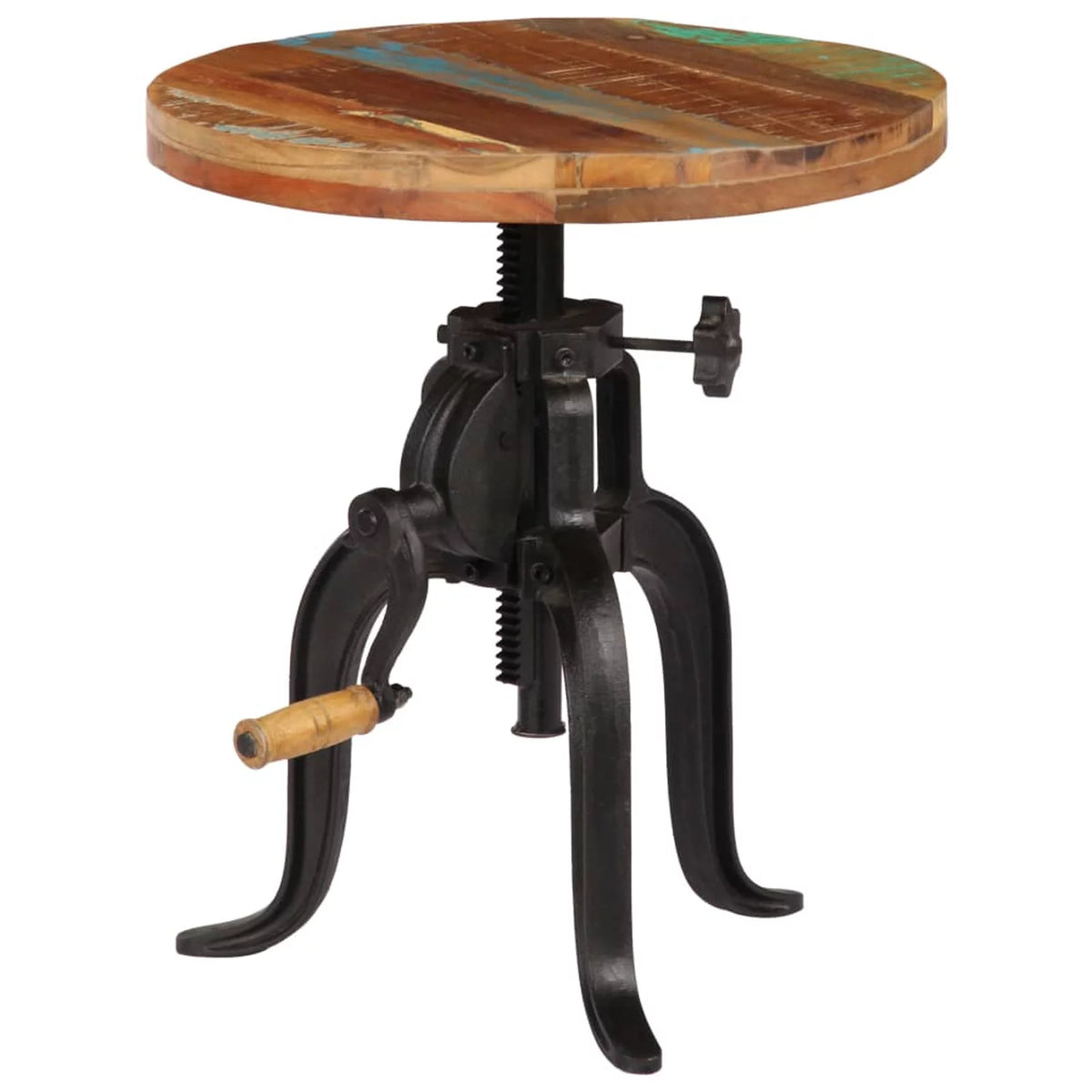 Solid Reclaimed Wood and Cast Iron Side Table I1214