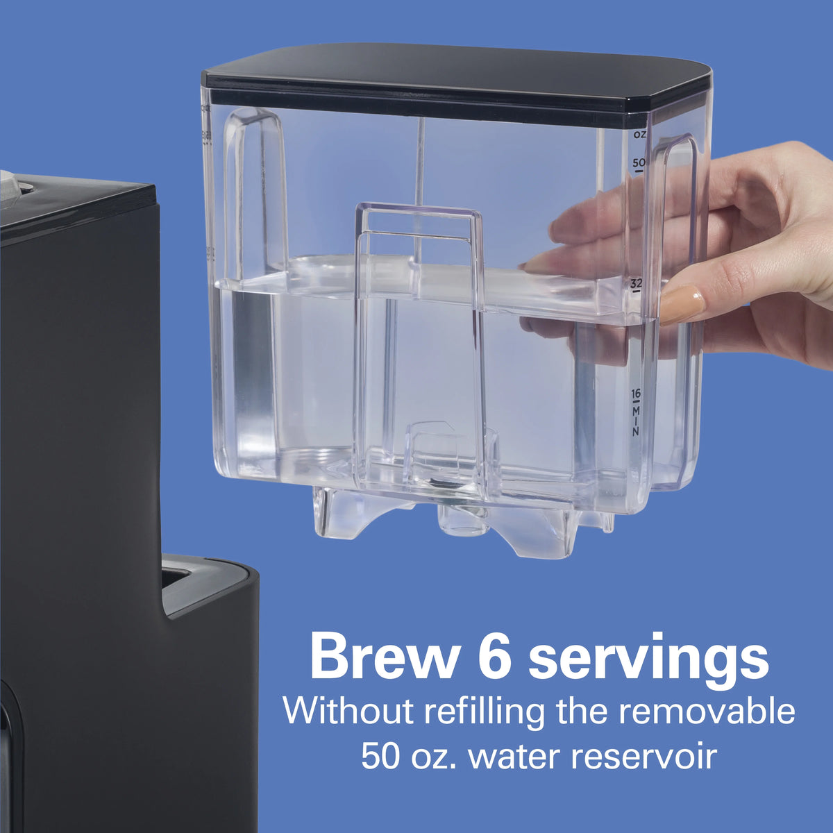 Single-Serve Iced & Hot Coffee Maker with 50 oz Water Reservoir, Black T923