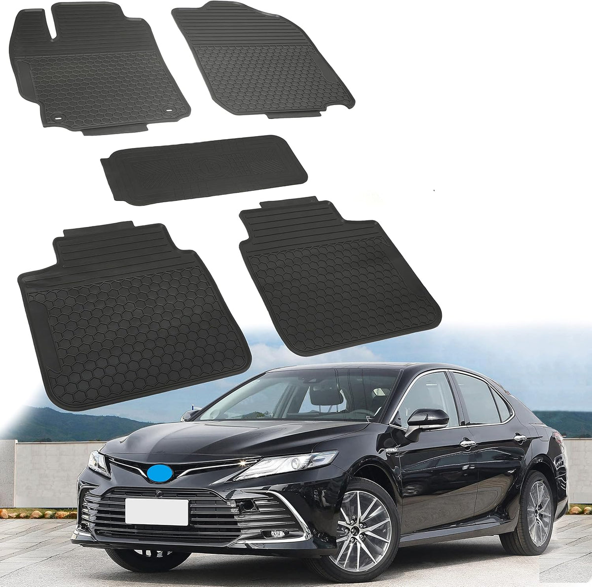 Rubber All Weather Floor Mats Set for Front and Rear Seat S74371