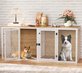Double Dog Kennel Furniture with Divider and Double Doors V5305