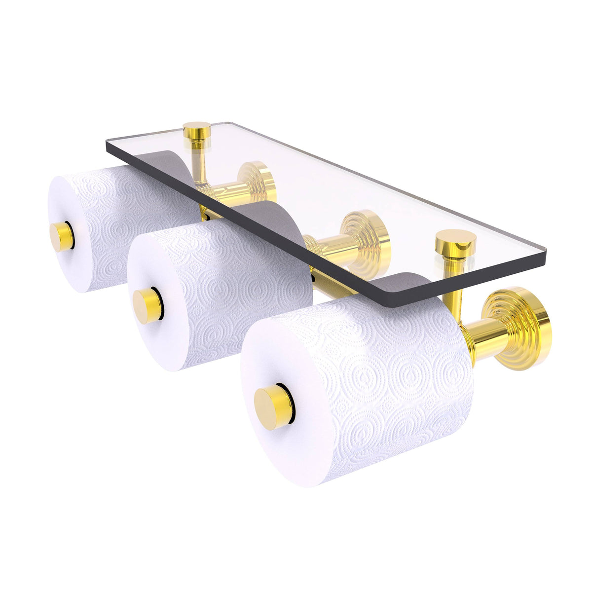 Polished Brass Wall Mount Toilet Paper Holder with Glass Shelf D677560