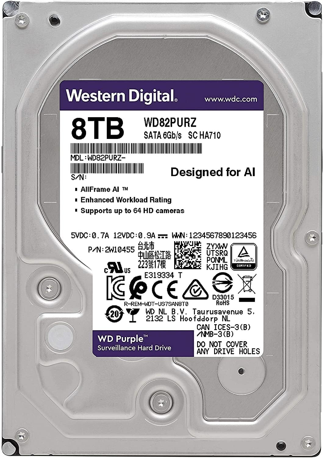 8TB Purple Surveillance Internal Hard Drive I980909