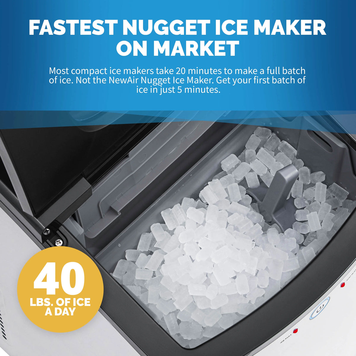40 lb. Countertop Nugget Ice Maker in Stainless Steel A18282