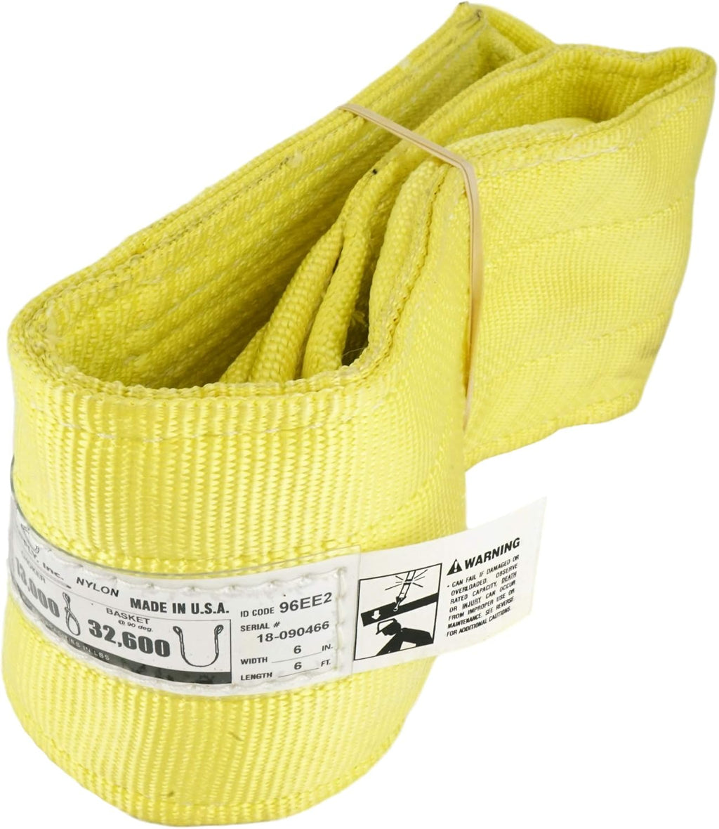 Nylon Lifting Slings, Eye & Eye, 4" x 8', 2 Ply, Pack of 2 D42632